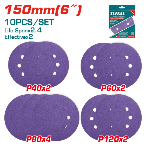 6"(150MM)X10PCS Alumina Zirconia Sanding disc set Assorted