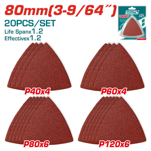 3-1/8"X20PCS Hook & Loop Oscillating Sandpaper (Assorted)