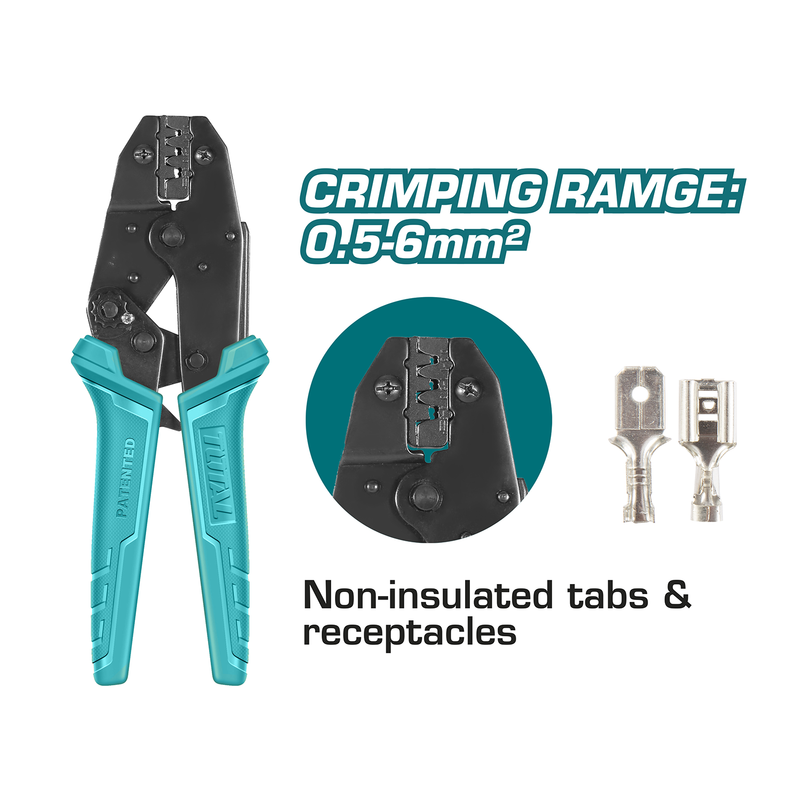 Ratchet crimping plier (0.5-6mm²) for Non-Insulated