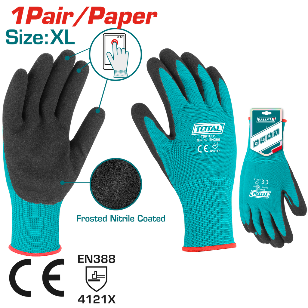 Nitrile frosted coated gloves XL