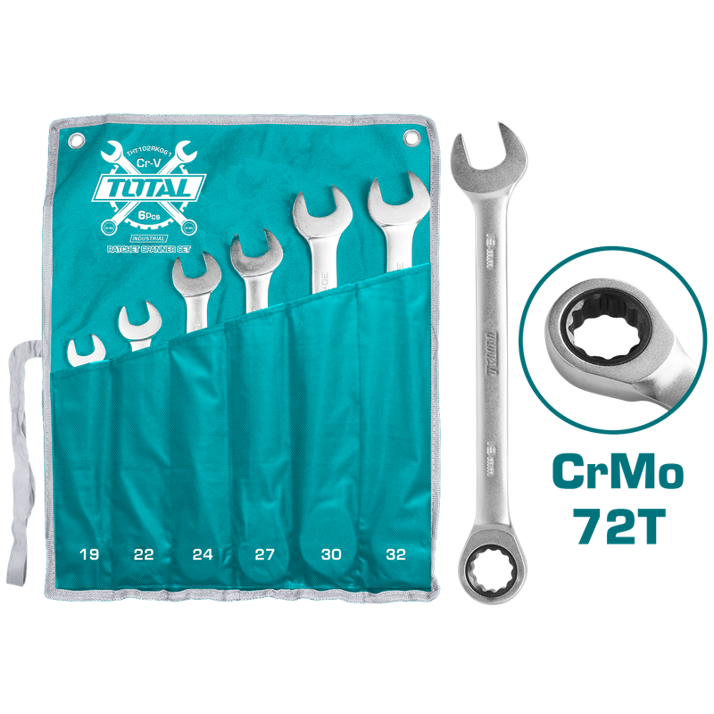 [THT102RK061] 6pcs (19-32mm) ratchet spanner set