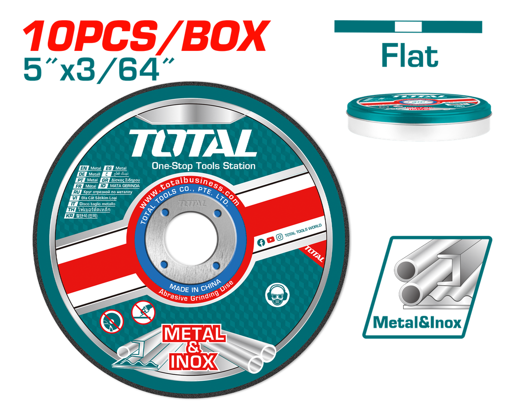 Jeu de 10 disques à tronçonner en métal 5" X3/64" X7/8"