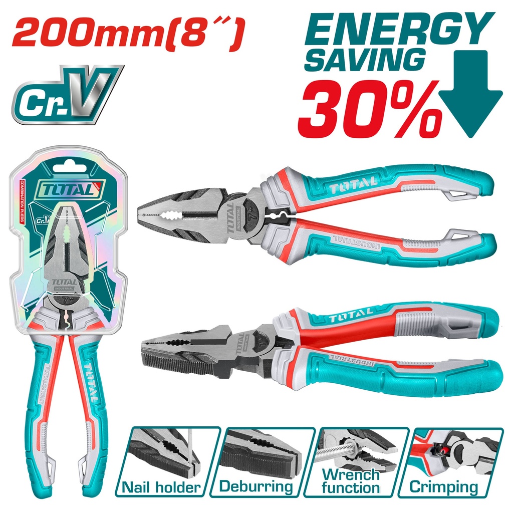 8" high leverage combination pliers