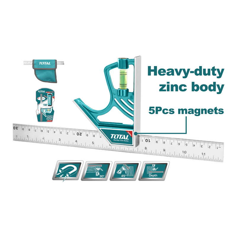12" Magnetic lock combination square