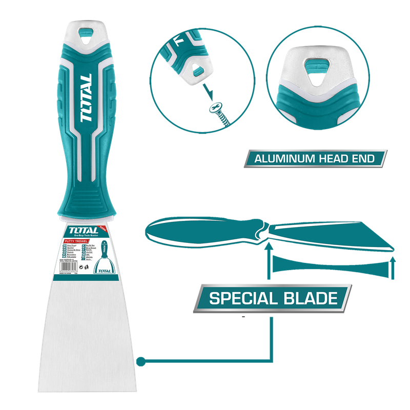 2.5" acier inoxydable couteau à mastic avec tête en aluminium