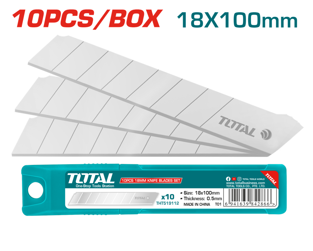 10 Pcs 18mm knife blades set