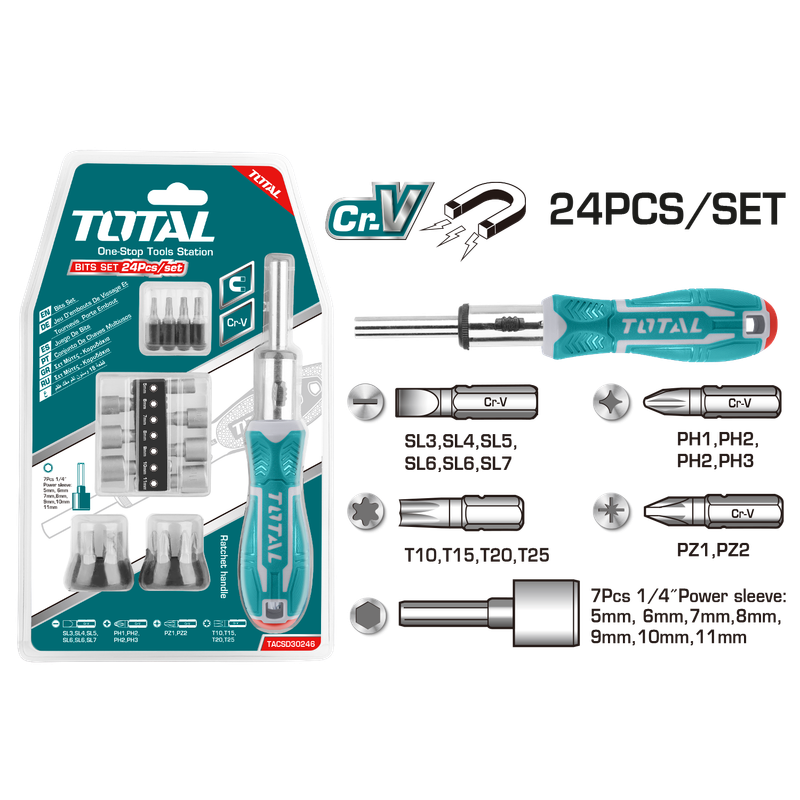 24 Pcs ratchet screwdriver set