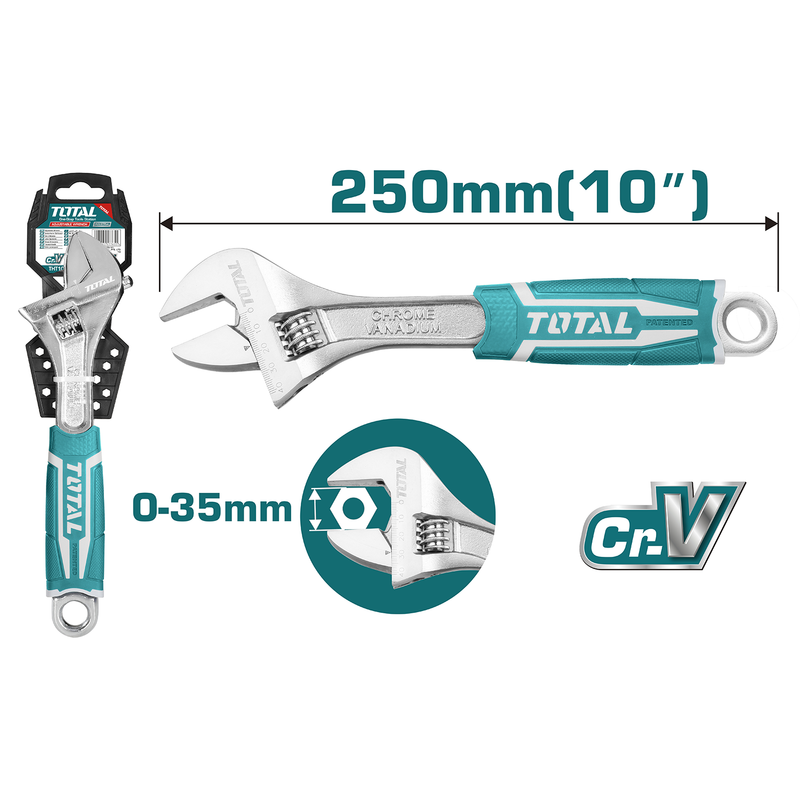 10" Adjustable wrench with rubber handle