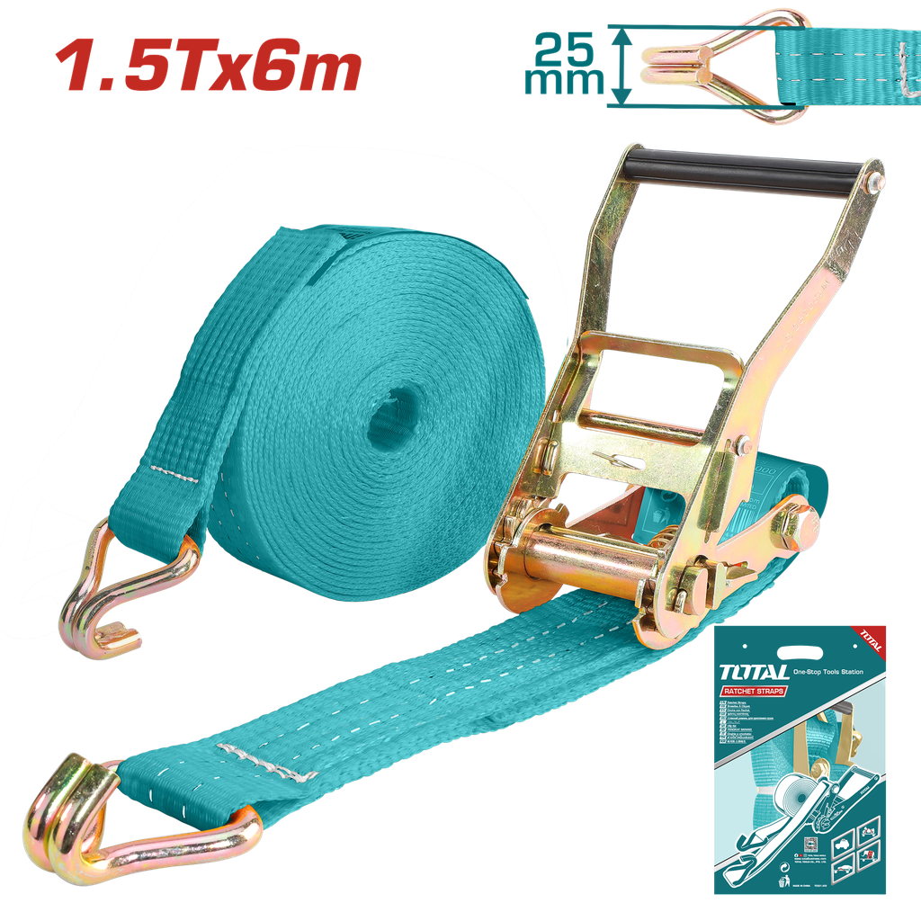 20'X1"X3300LB Ratchet Tie-Down Strap