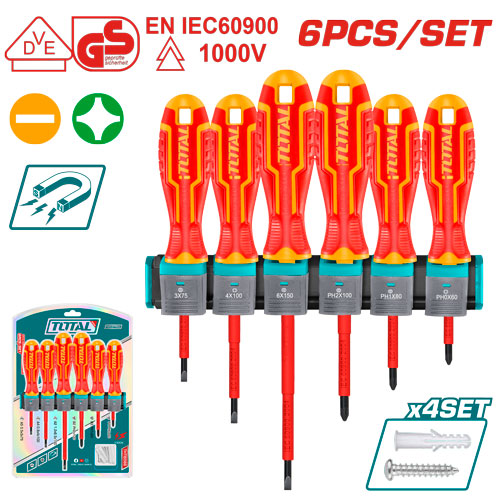 6 pcs insulated screwdriver set (certifié VDE)