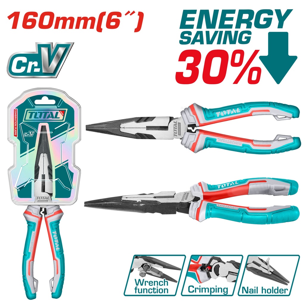 6" High leverage long nose pliers