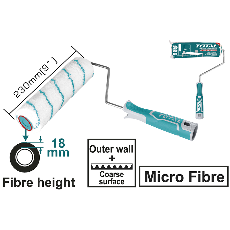 [THT8593D] 9" brosse cylindrique (outer wall) microfibre