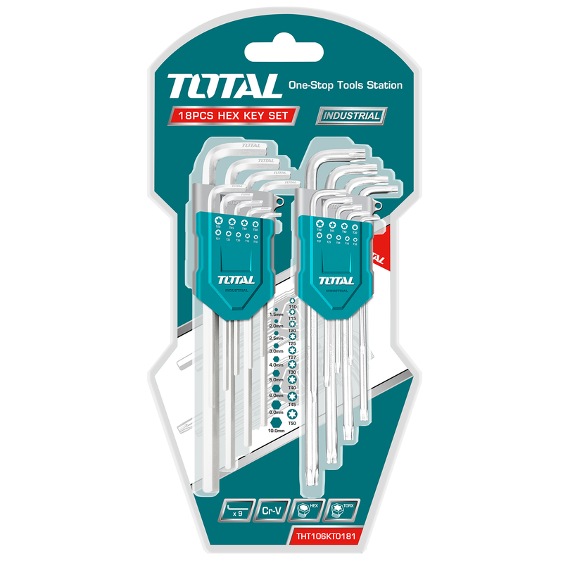 18 Pcs Hex Key And Torx Key Set