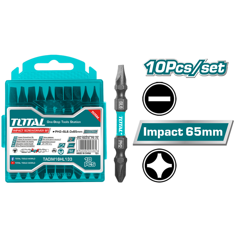 [TACIM16HL133] Ph2+sl6x2 1/2" embout de tournevis à choc