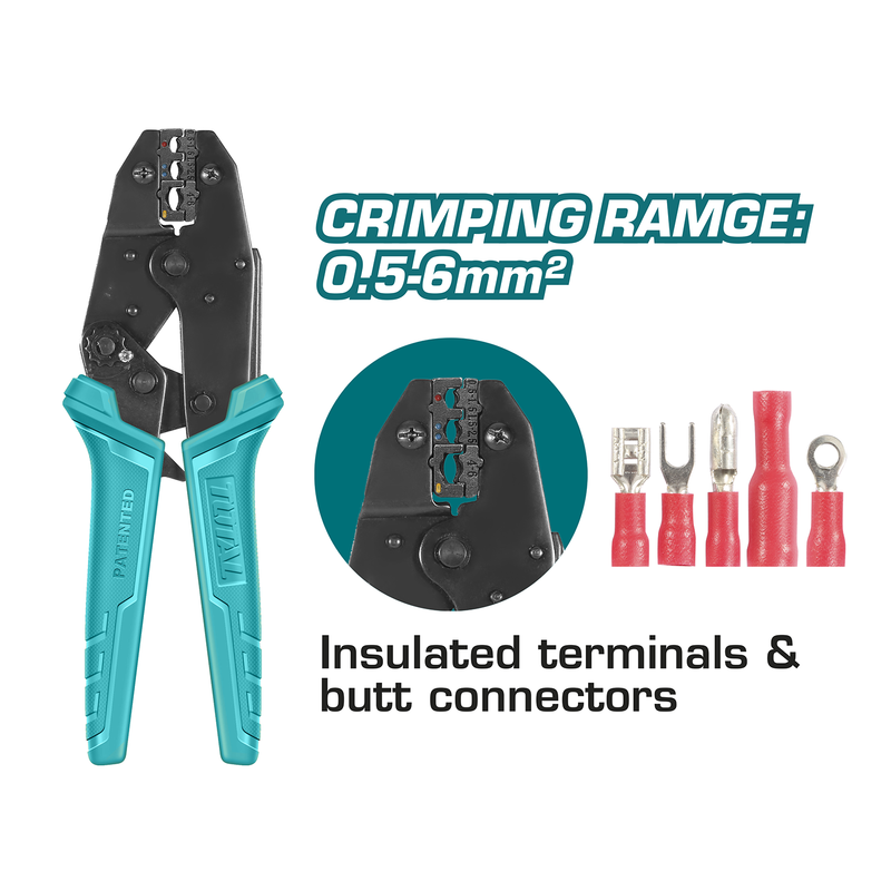 Ratchet crimping plier (0.5-6mm²) for Insulated