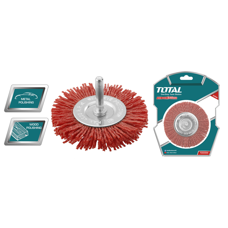 3" brosse roue nylon with shank
