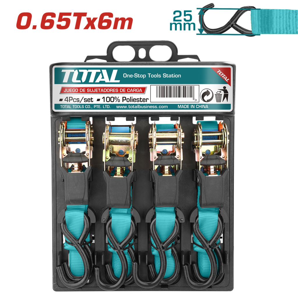 4 PCS 20'X1"X1433LB Ratchet strap set