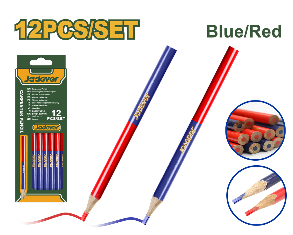 Ensemble de 12 crayons de charpentier bicolores