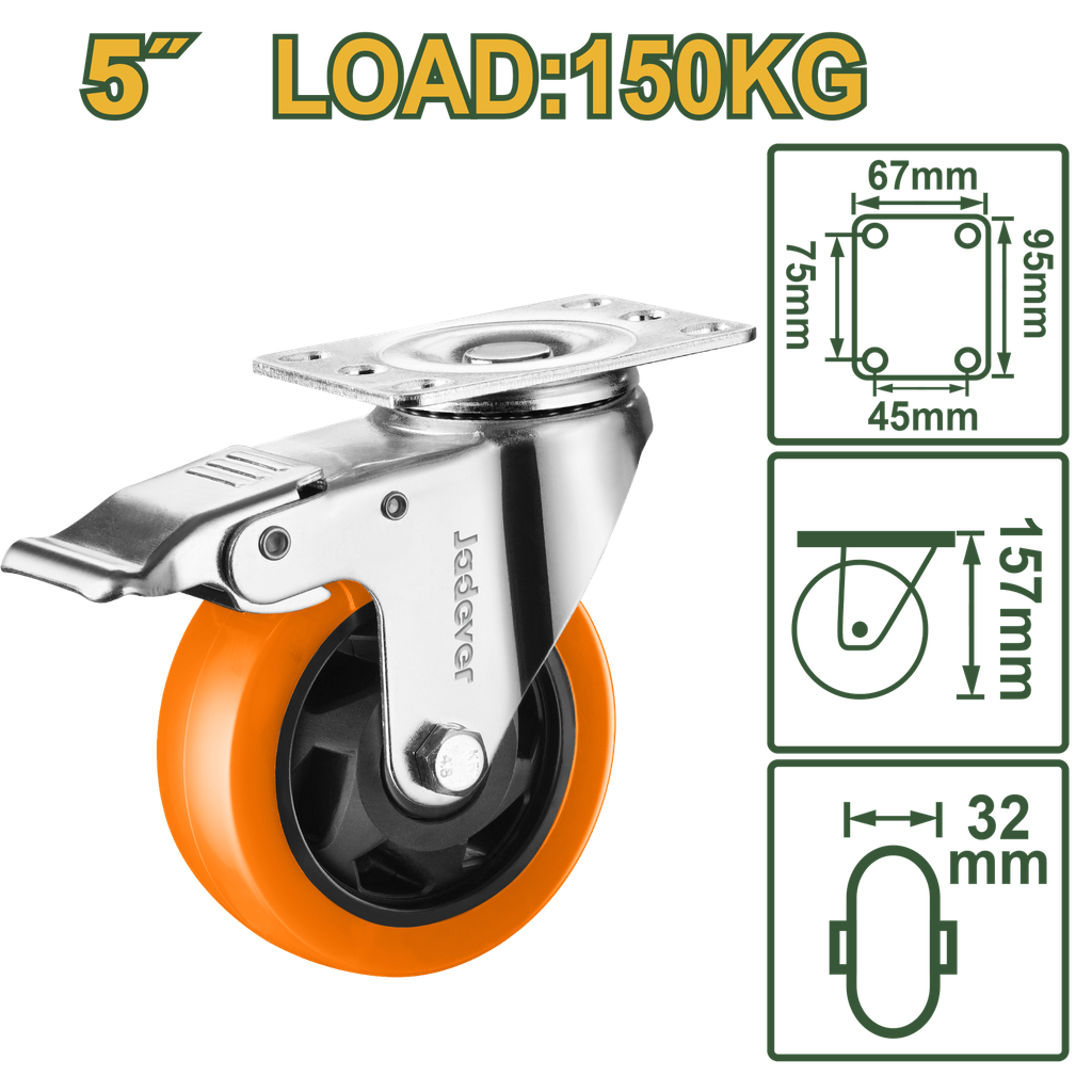 5"X330lb swivel caster wheel with brake