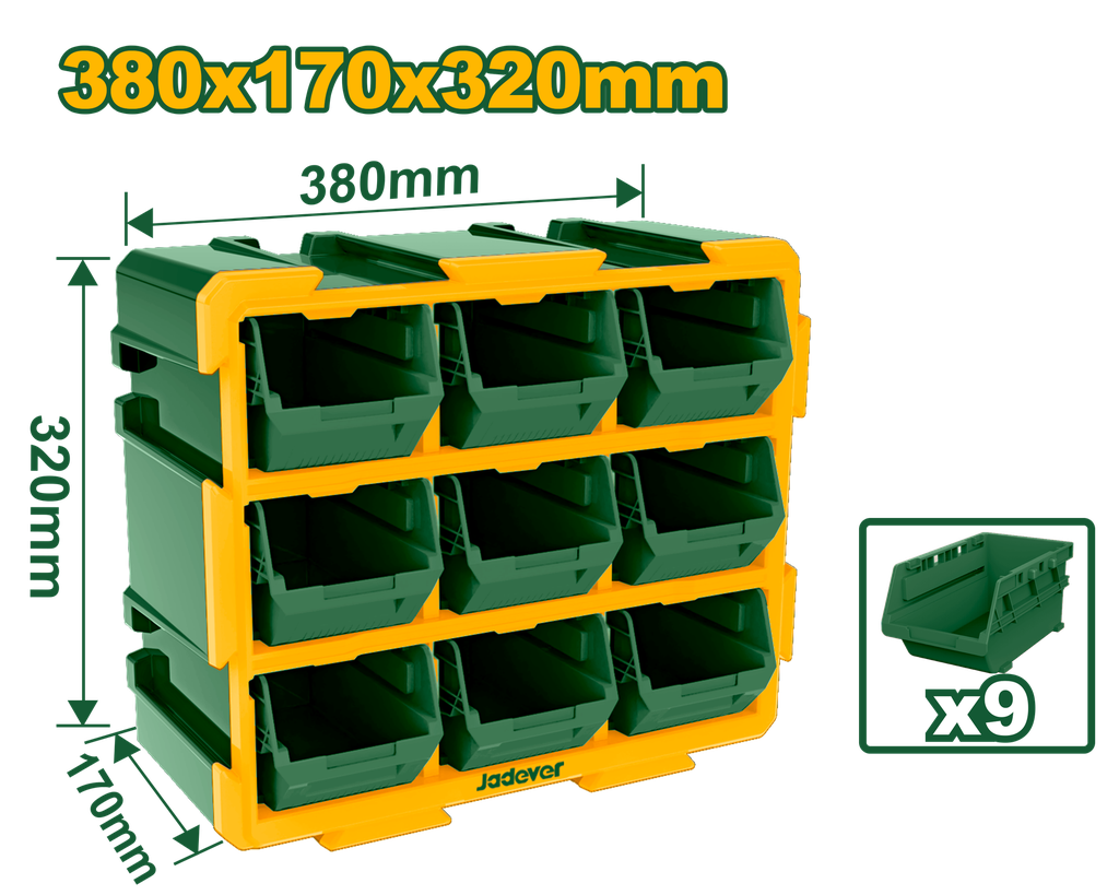 15"x6-3/4"x12-3/4" Modular storage tower with 9 storage bins