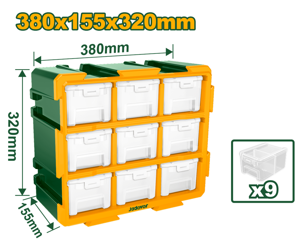 15"x6-1/4"x12-3/4" Modular storage tower with 9 storage bins