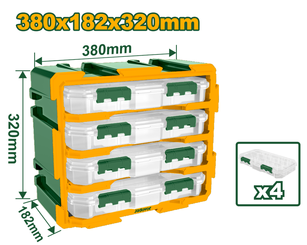 15"x7-1/4"x12-3/4" Modular storage tower with 4 organizers