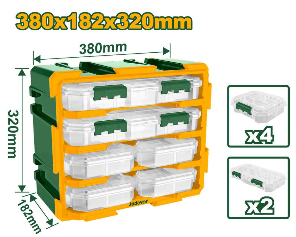 15"x7-1/4"x12-3/4" Modular storage tower with 6 organizers