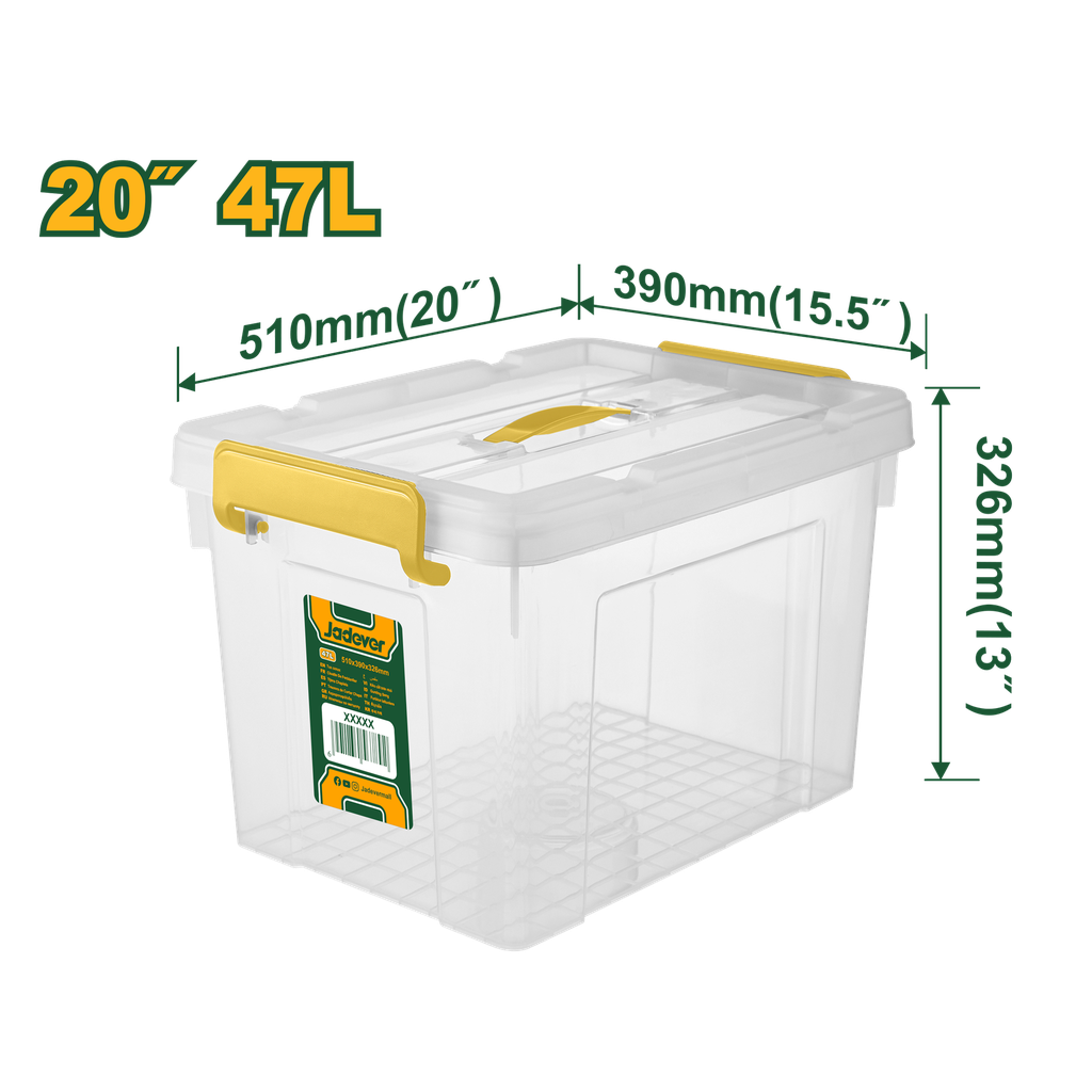 Boîte de rangement en plastique transparent 20"X47L