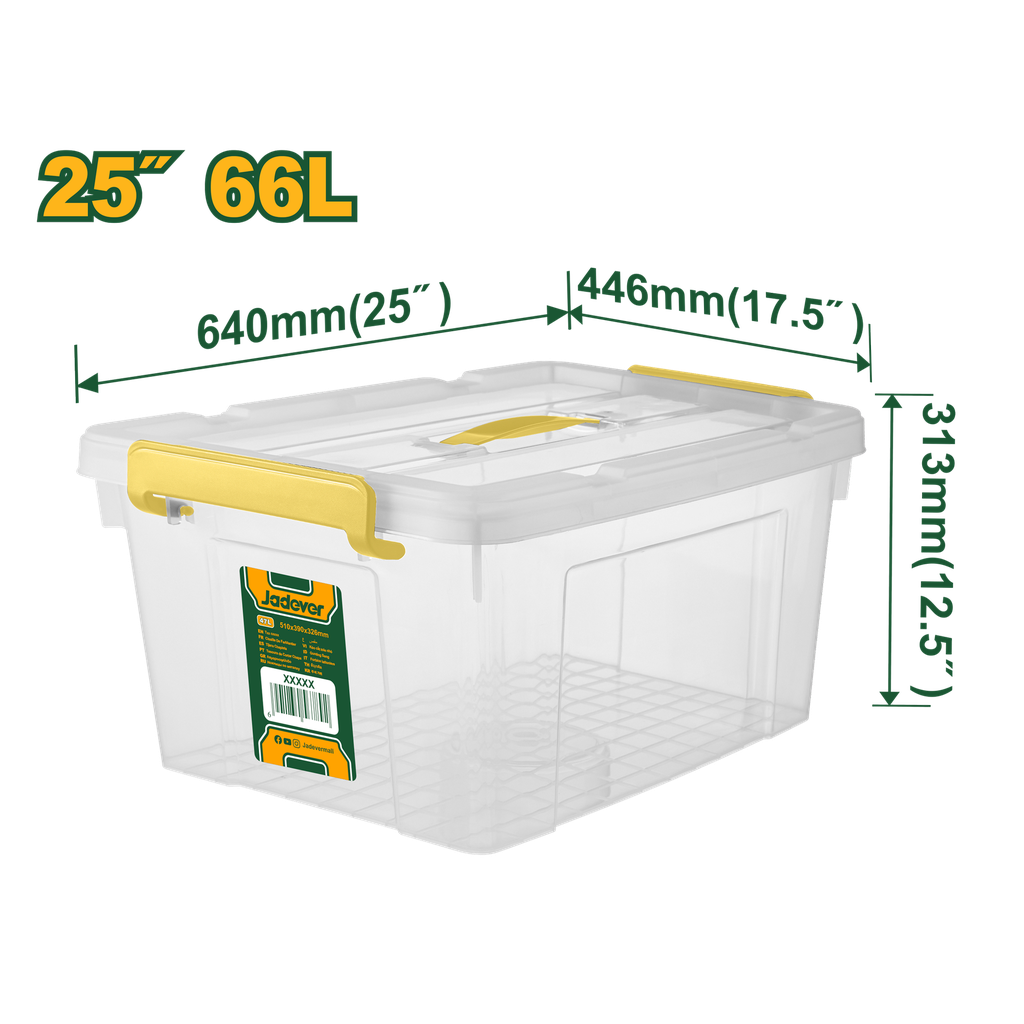 Boîte de rangement en plastique transparent 25"X66L