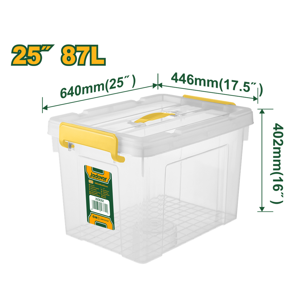 Boîte de rangement en plastique transparent 25"X87L