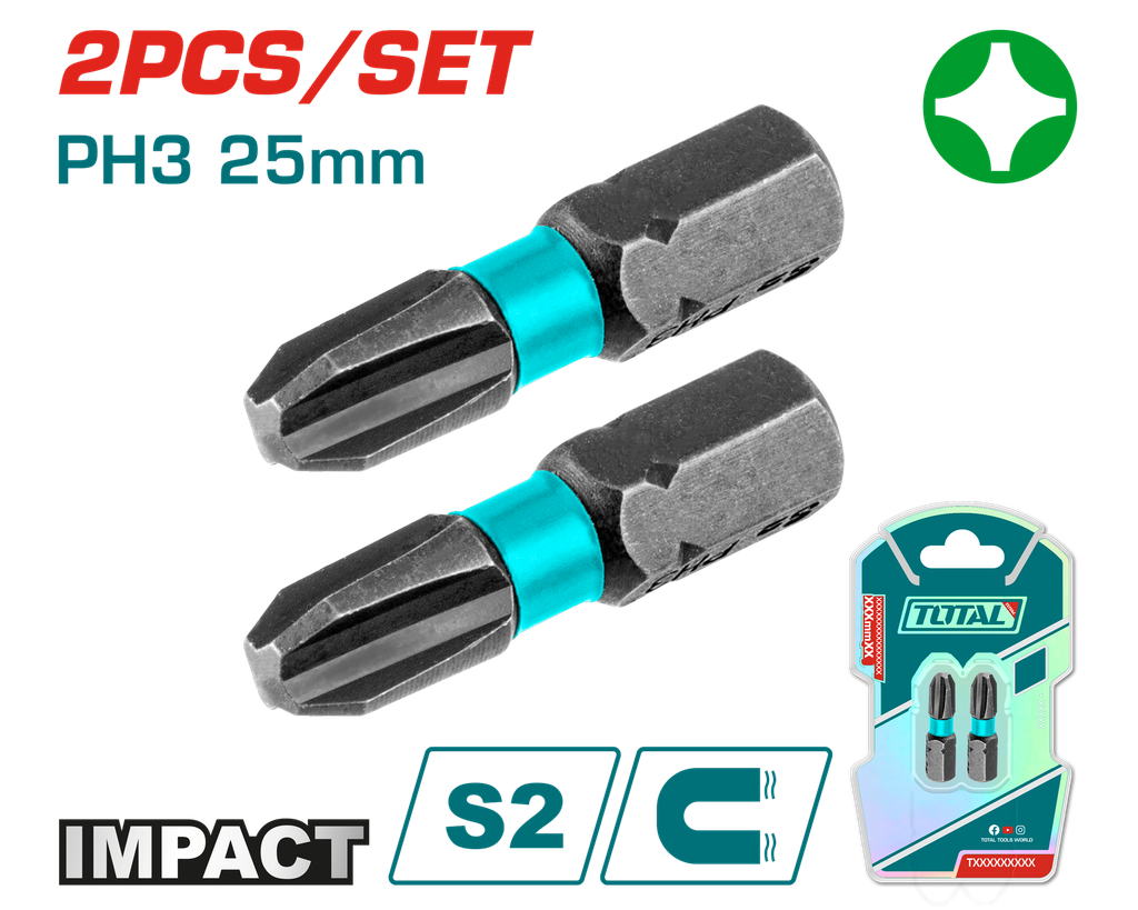2PCS PH3X1" Impact screwdriver bits set