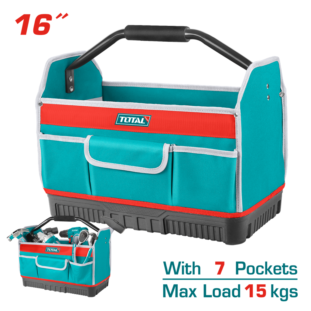 16" Industrial Tool bag with metal handle(7 Pockets)