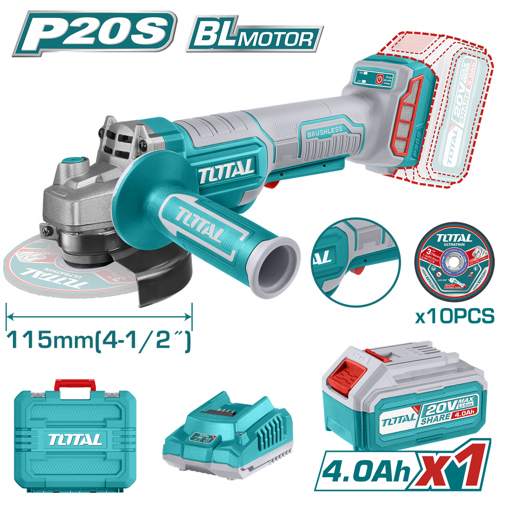 20VX4-1/2" Cordless Angle Grinder (1Battery+1Charger)