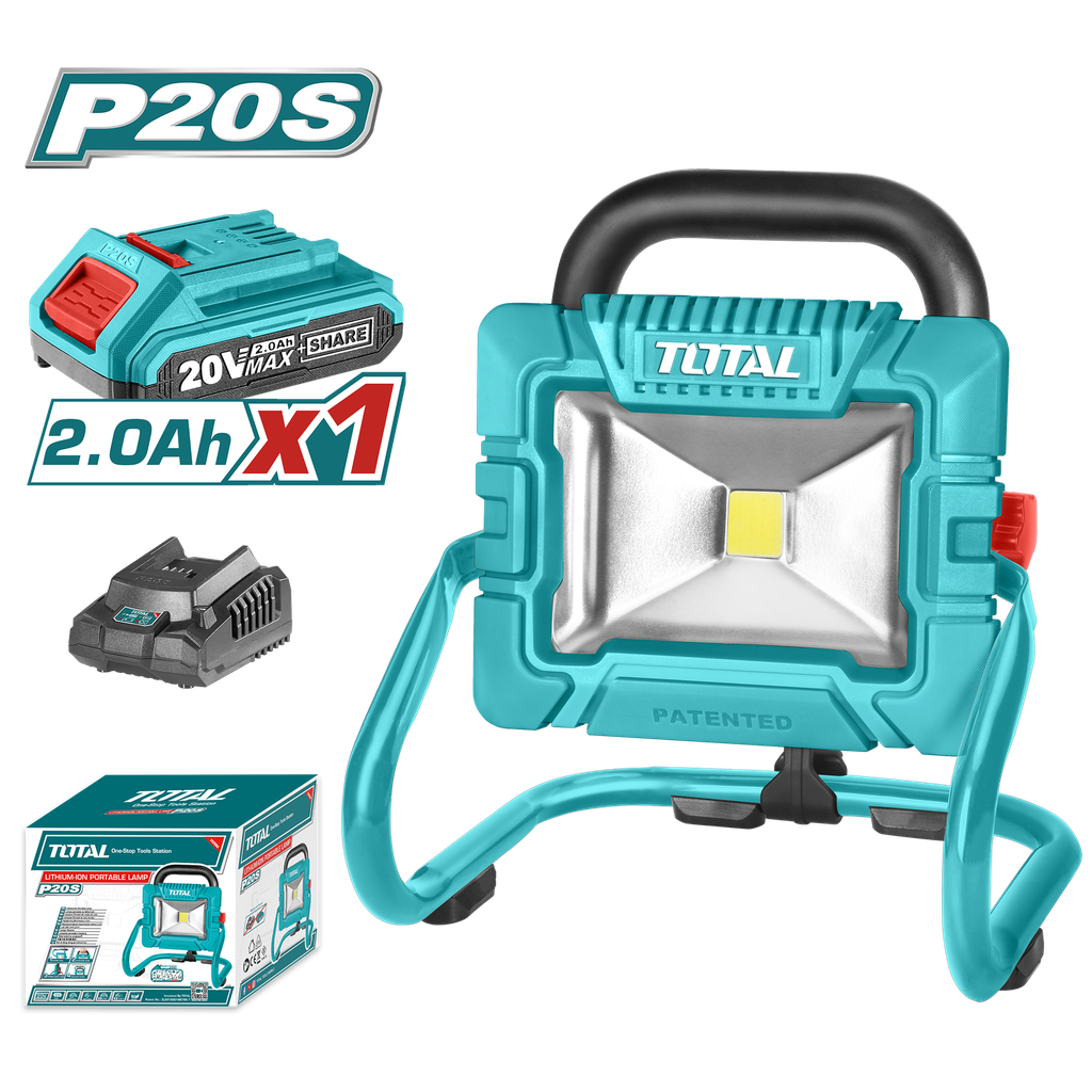 Lampe de travail portable sans fil 20VX1800 Lumens (1 batterie + 1 chargeur)