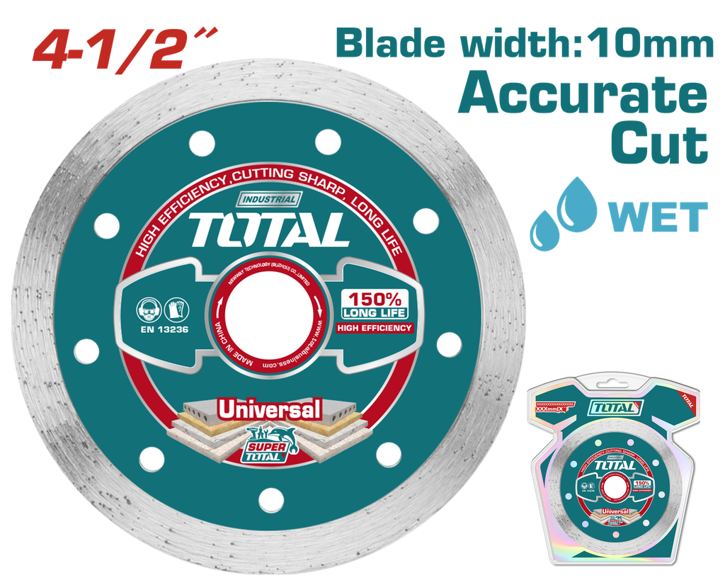 4-1/2" continous rim wet diamond blade