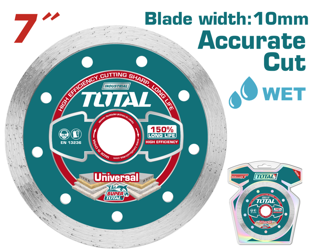 7" continous rim wet diamond blade