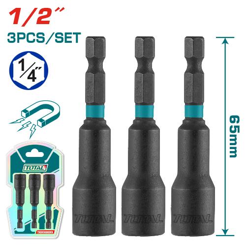 3 Pcs 1/2"X2-9/16" impact magnetic nutsetter