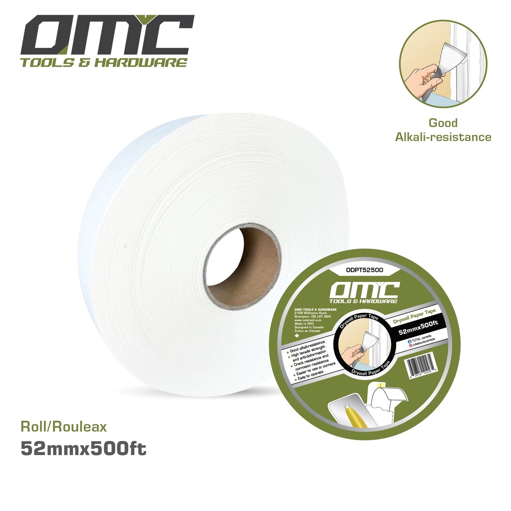 2-1/16"(52mm)x500ft Drywall paper tape