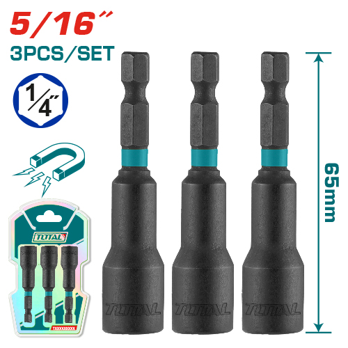 3 Pcs 5/16"X2-9/16" Impact Magnetic Nutsetter