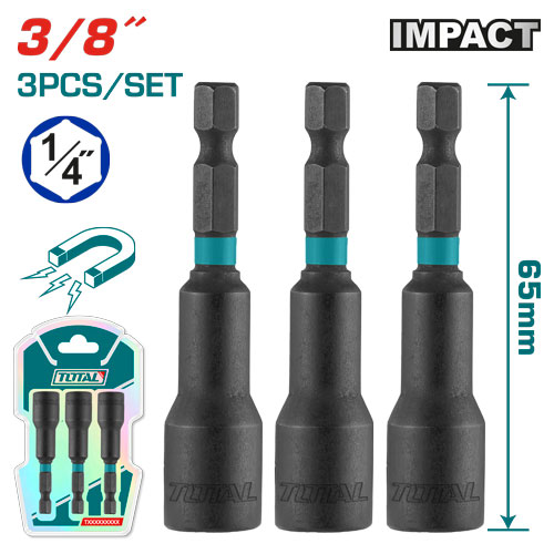 3 Pcs 3/8"X2-9/16" Impact Magnetic Nutsetter