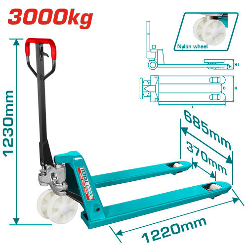 3Ton 27"X48" Hand pallet truck W/Nylon wheels