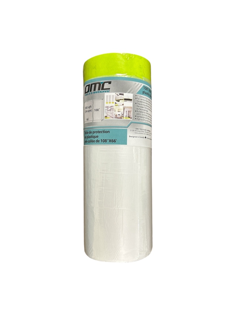 108"X66' pre-taped plastic drop cloth