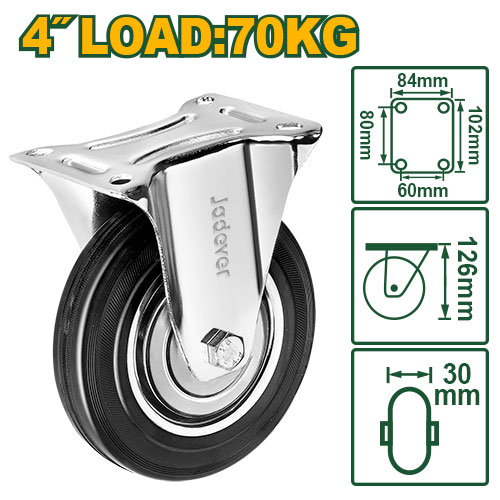 4"x154lb roulette fixe en caoutchouc