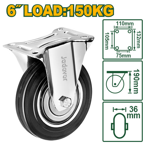 6"X330lb Rubber Rigid caster wheel
