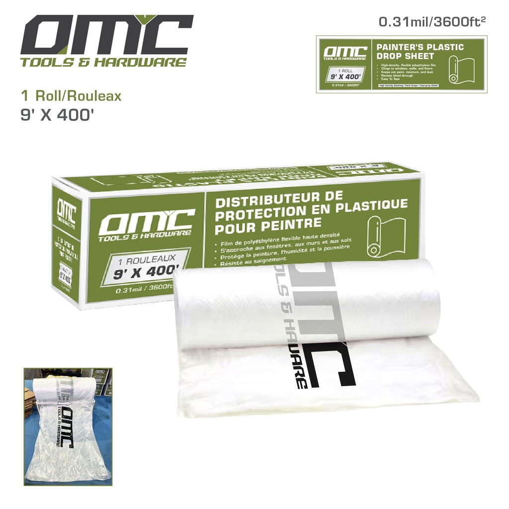 9x400ft Painter's Plastic Drop Sheet