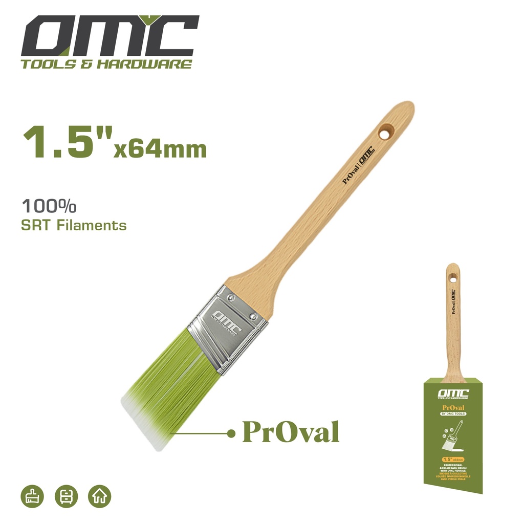 Brosse à guillotine coudée professionnelle de 1,5" avec virole ovale