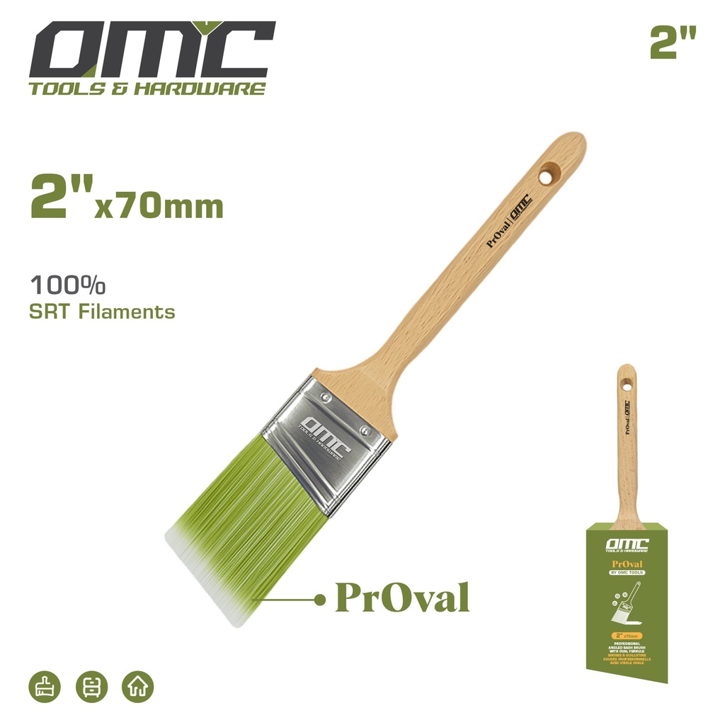 Brosse à guillotine coudée professionnelle de 2" avec virole ovale