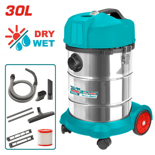 Aspirateur eau et poussière en acier inoxydable de 30 L (8 gal) avec filtre, tuyau et accessoires