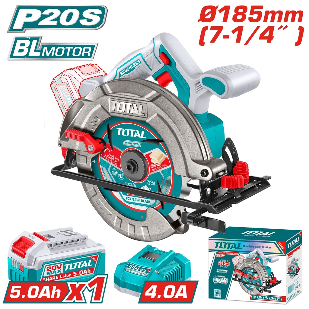 20VX7-1/4'' Brushless Cordless Circular Saw Kit (1Battery+Charger)
