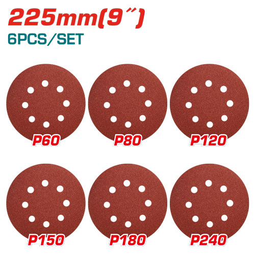 [TAC732251] 9"(225mm) 6pcs assorted sanding sheet set for drywall sander